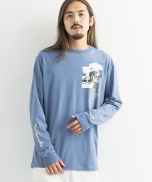 Rocky Monroe(ロッキーモンロー)/Mark Gonzales マークゴンザレス ロンT メンズ レディース Tシャツ カットソー 長袖 オーバーサイズ ドロップショルダー ビッグシルエット プリ/ブルー