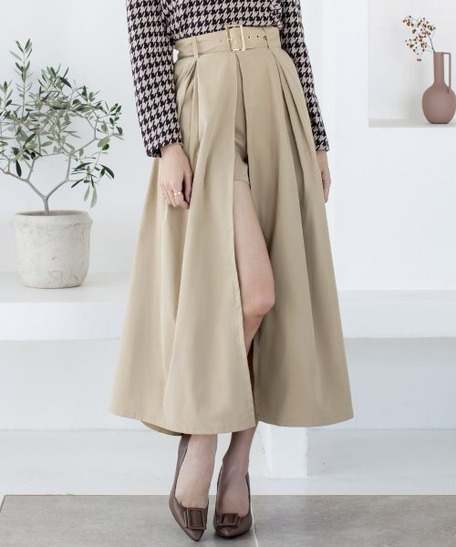 クーポン開催中 セール Off ウエストベルト ショートパンツ付きスリットロングスカート 505 ジュリアブティック Julia Boutique Magaseek