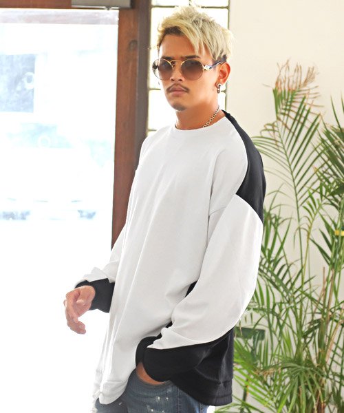 切り替えクルーネックbigトレーナー トレーナー メンズ ビックシルエット スウェット バイカラー ラグスタイル Luxstyle Magaseek 切り替えクルーネックbigトレーナー トレーナー メンズ ビックシルエット スウェット バイカラー ラグスタイル Luxstyle Magaseek