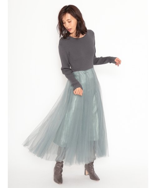 ニットxチュールコンビワンピース スナイデル Snidel Magaseek