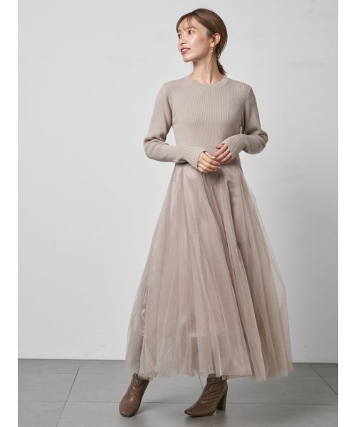 ニットxチュールコンビワンピース スナイデル Snidel Magaseek