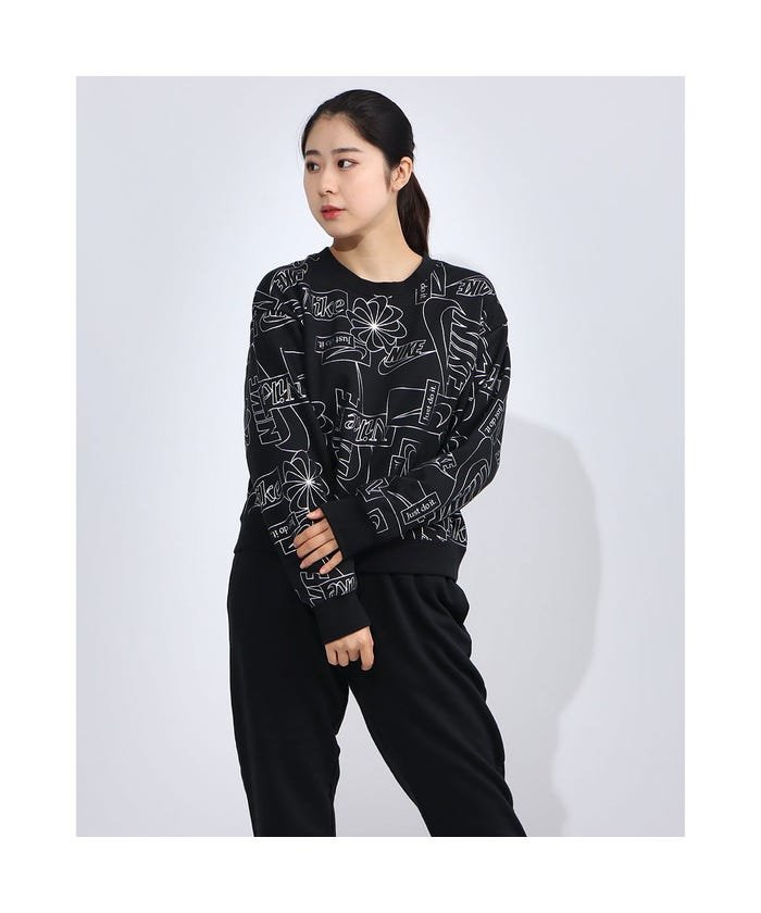 ナイキ Nike レディース スウェットトレーナー ナイキ ウィメンズ アイコン クラッシュ フリース Aop トップ Cz ブラック ナイキ Nike Magaseek