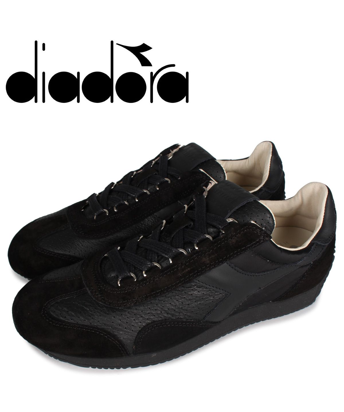 ディアドラ Diadora エキップ イタリア スニーカー メンズ イタリア製 限定 EQUIPE ITALY ブラック 黒 176046
