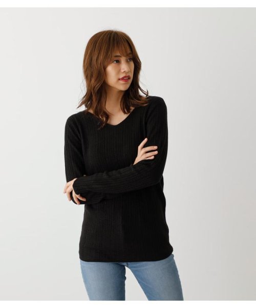 AZUL by moussy(アズールバイマウジー)/NUDIE 2WAY CABLE KNIT TOPS/BLK