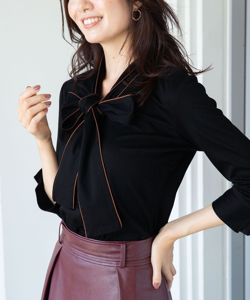 ナラカミーチェ☆変形ドットブラウス☆リボン／ボウタイ☆サイズ０