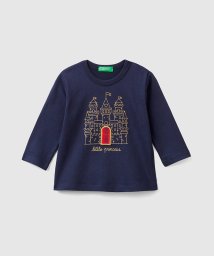 BENETTON (UNITED COLORS OF BENETTON GIRLS)(ユナイテッド　カラーズ　オブ　ベネトン　ガールズ)/プリントチェックTシャツ・カットソー/ネイビー