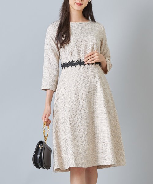 ウエストフラワーレース装飾ツイードワンピース トッコクローゼット Tocco Closet Magaseek