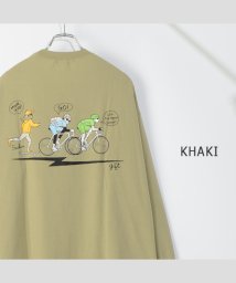 1111clothing(ワンフォークロージング)/ビッグシルエット ロンt メンズ オーバーサイズ ロンt レディース ビッグtシャツ 長袖 tシャツ 長袖tシャツ ビッグロンt プリントtシャツ 韓国 ファッ/カーキ