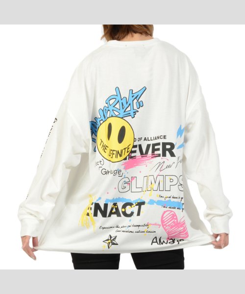セール ビッグシルエット ロンt メンズ オーバーサイズ ロンt レディース ビッグtシャツ 長袖 Tシャツ 長袖tシャツ ビッグロンt プリントtシャツ ニコちゃん ワンフォークロージング 1111clothing Magaseek