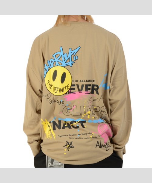 セール ビッグシルエット ロンt メンズ オーバーサイズ ロンt レディース ビッグtシャツ 長袖 Tシャツ 長袖tシャツ ビッグロンt プリントtシャツ ニコちゃん ワンフォークロージング 1111clothing Magaseek