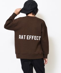 RAT EFFECT(ラット エフェクト)/裏起毛バックプリントビッグトレーナー/ブラウン