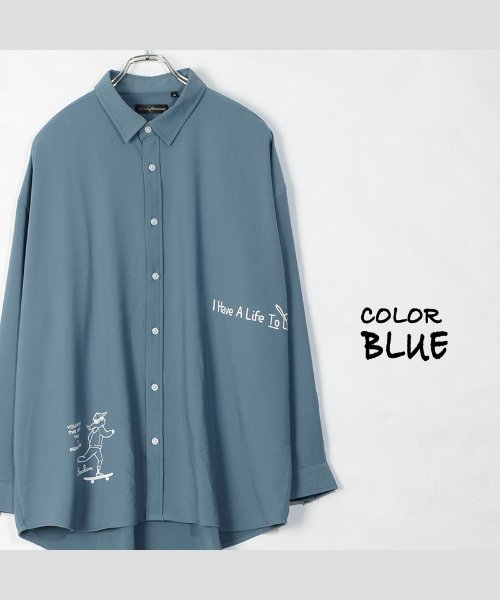 シャツ メンズ シャツ レディース ロングシャツ ビッグシャツ ビッグシルエット シャツ オーバーサイズ プリントシャツ イラスト ロゴ 手書き 韓国 ファッシ ワンフォークロージング 1111clothing Magaseek