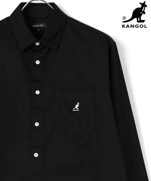 LAZAR(ラザル)/【Lazar】KANGOL/カンゴール 【別注】 コットン 無地 ストライプ レギュラーカラーシャツ/シャツジャケット/ブラック