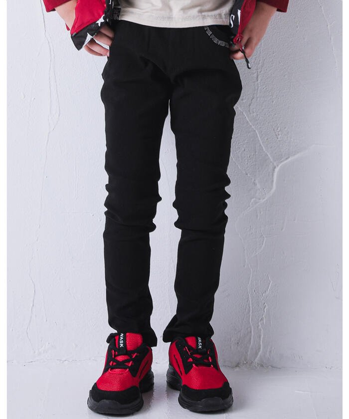 セール ロゴ パッチ ツイル 裏起毛 スキニー パンツ 90cm 100cm ワスク Wask Magaseek