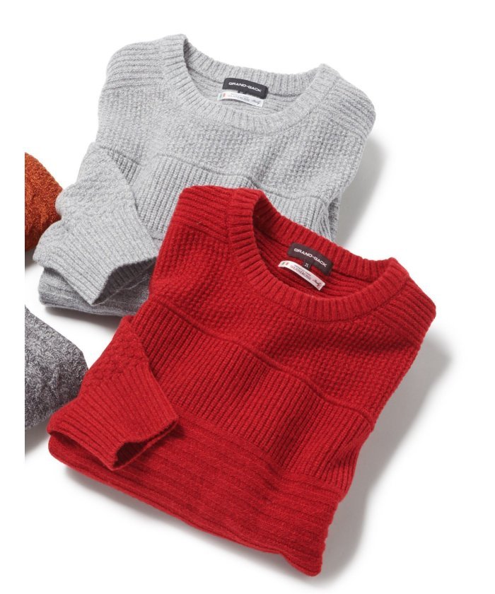 注目の商品 24 Off マガシーク グランバック グランバック Grand Back イタリアラム地柄ボーダー クルーネックニット メンズ グレー Gb 2l Grand Back タイムセール開催中 かいこみ