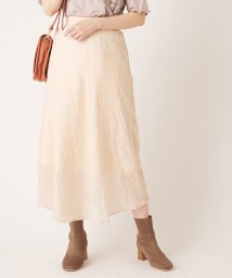 NICE CLAUP OUTLET(ナイスクラップ　アウトレット)/【natural couture】シアーチェックロングフレアスカート/アイボリー