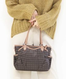 MK MICHEL KLEIN BAG(エムケーミッシェルクランバッグ)/【2WAY】フラワーパターントートバッグ/ブラウン