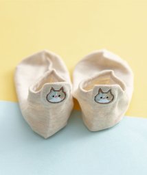 aimoha(aimoha（アイモハ）)/【秋冬新作】かわいい ねこ 動物 靴下 designs by korea/ベージュ