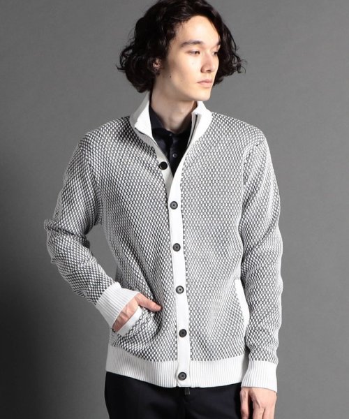 ジオメトリックジャカード スタンドニットブルゾン 