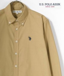 LAZAR(ラザル)/【Lazar】U.S. POLO ASSN./ユーエスポロアッスン 【別注】 コットン 無地 レギュラーカラーシャツ/シャツジャケット/ベージュ