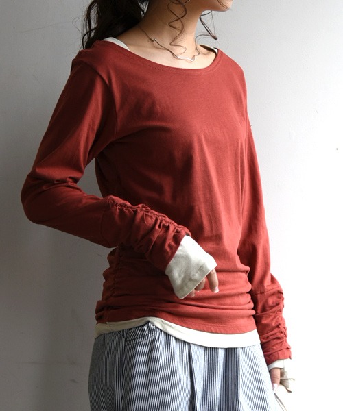 ふるさと割】 スリフティールック レイヤード リメイク 長袖tシャツ