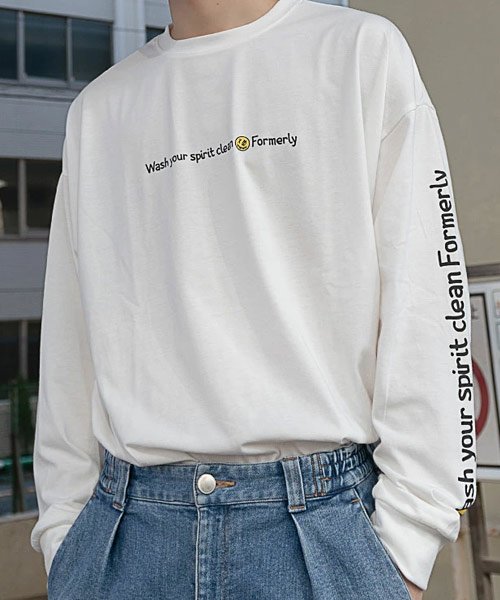 Cavaria キャバリア スマイルイラストプリントクルーネック長袖tシャツ キャバリア Cavaria Magaseek Cavaria キャバリア スマイルイラストプリントクルーネック長袖tシャツ キャバリア Cavaria Magaseek