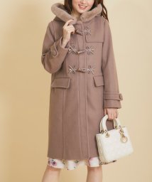 tocco closet(トッコクローゼット)/ファー付きりぼん装飾ロングダッフルコート/BROWN