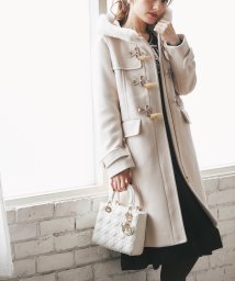 tocco closet(トッコクローゼット)/ファー付きりぼん装飾ロングダッフルコート/L-beige