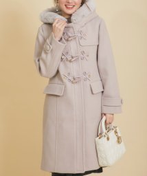 tocco closet(トッコクローゼット)/ファー付きりぼん装飾ロングダッフルコート/GRAYSH PINK