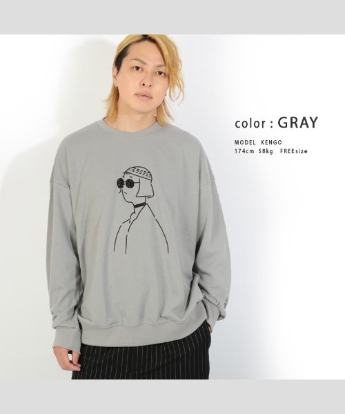 ビッグシルエット トレーナー メンズ オーバーサイズ スエット レディース スウェット 長袖 ロンt 刺繍 イラスト ピンク 黒 白 ビッグトレーナー 韓国 フ ワンフォークロージング 1111clothing Magaseek