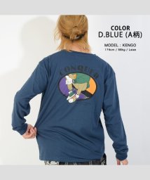 1111clothing(ワンフォークロージング)/長袖tシャツ メンズ ロンt レディース 長袖 tシャツ レトロ イラスト プリントt ポケット付き ポケt 刺繍 ワンポイント 綿100% USAコットン 1/ダークブルー