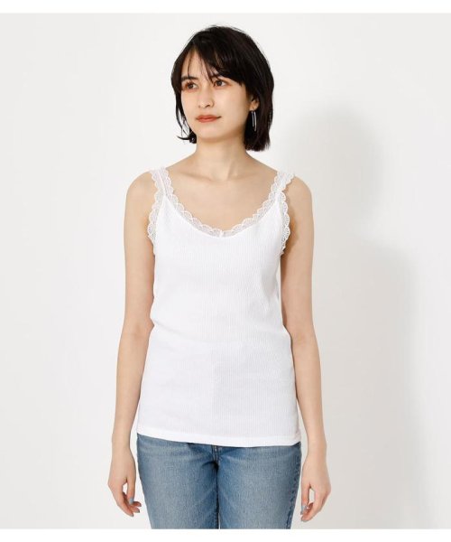 AZUL by moussy(アズールバイマウジー)/BASIC LACE CAMISOLE/WHT