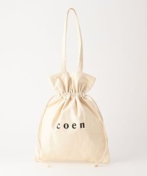 coen(coen)/【WEB限定】coenロゴトート巾着バッグ/OFFWHITE