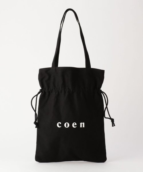 coen(coen)/【WEB限定】coenロゴトート巾着バッグ/BLACK