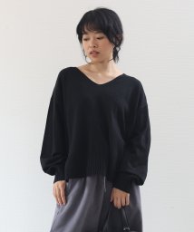 aimoha(aimoha（アイモハ）)/ゆったりVネック長袖ニットセーター/ブラック
