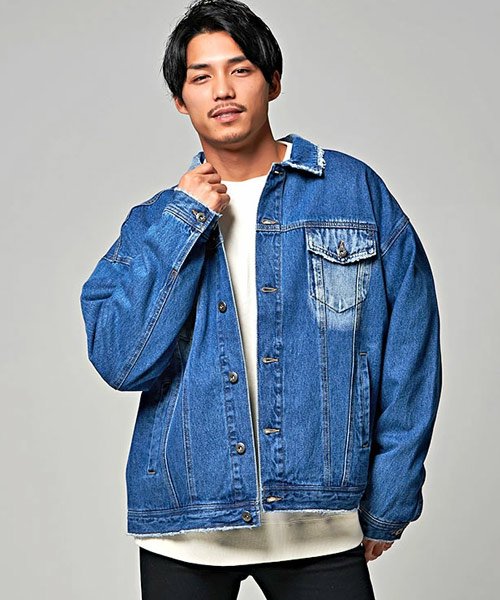 Cavaria キャバリア ダメージ ペイズリー長袖ビッグデニムジャケット キャバリア Cavaria Magaseek