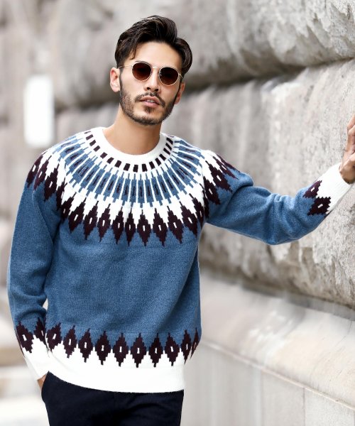 ブークレー求心柄ニット ニット セーター メンズ ノルディック メンズニット メンズセーター クルーネック ジギーズショップ Jiggys Shop Magaseek ブークレー求心柄ニット ニット セーター メンズ ノルディック メンズニット メンズセーター クルーネック ジギーズショップ Jiggys Shop Magaseek