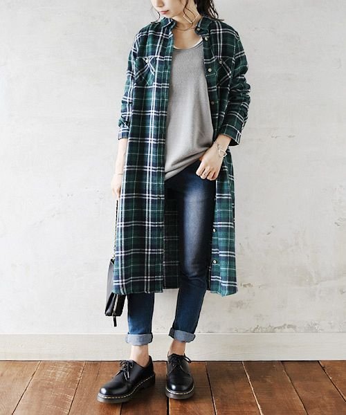 チェック柄ロングシャツワンピースワンピース レディース ワンピース 長袖 ワンピ シャツワンピース チェックシャツ ナチュラル ゆるカジ ロング チェック シャ アンドイット And It Magaseek