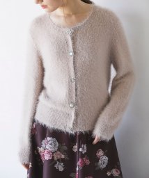 tocco closet(トッコクローゼット)/多種パールビジュー釦シャギーニットカーディガン/GRAYSH PINK