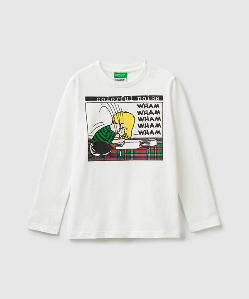 BENETTON (UNITED COLORS OF BENETTON BOYS)(ユナイテッド　カラーズ　オブ　ベネトン　ボーイズ)/【スヌーピー(SNOOPY)コラボ】キャラクターズ長袖Tシャツ・カットソー/ホワイト