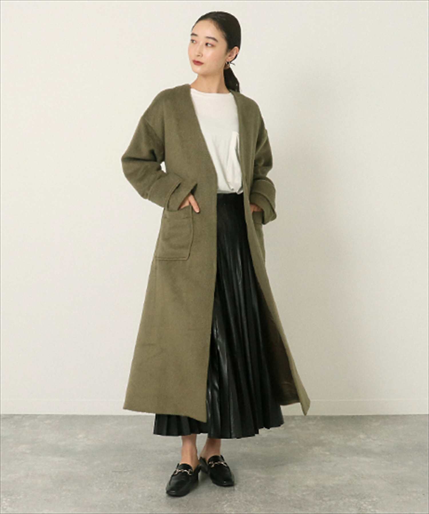 最適な材料 8 末発売 Ayane ポリトロノーカラーロングフレアコート 大注目 Novacontabilpassos Com Br