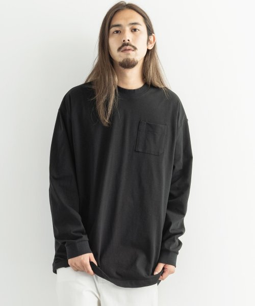 カットソー メンズ ビッグt 長袖 Tシャツ 無地 クルーネック Mvs天竺 春秋冬 Aライン ボックスシルエット ドロップショルダー ボリューム袖 ゆったり ロッキーモンロー Rocky Monroe Magaseek