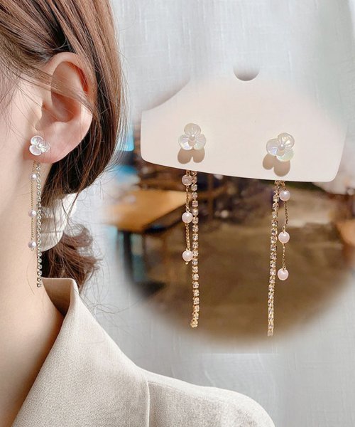 セール ピアス レディース パール 揺れる 2wayフックピアス 大ぶり モチーフピアス 花 可愛い イヤリング 人気アクセサリー 二次会 結婚式 ショッピングゴー Shoppinggo Magaseek