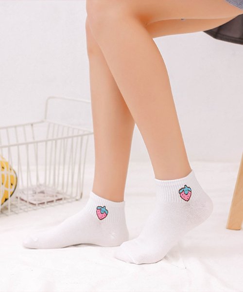 セール 靴下 ソックス レディース ミニフルーツロゴソックス 蒸れない くつ下 Socks アンクルソックス カジュアル ショッピングゴー Shoppinggo Magaseek
