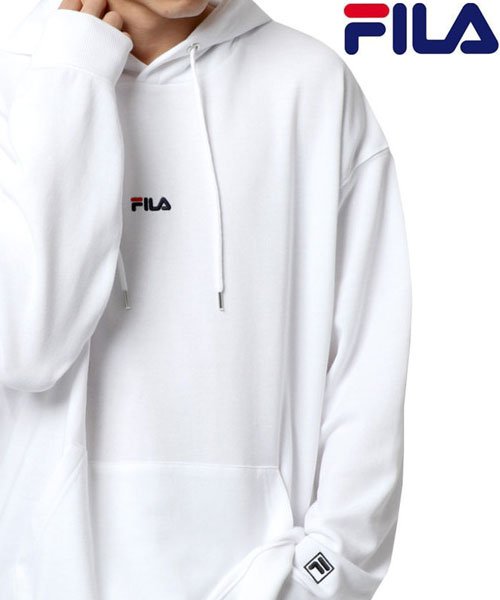 MARUKAWA(マルカワ)/【FILA】フィラ 裏毛ミニロゴ スウェット プルパーカー/ユニセックス 女性にもおすすめ/ホワイト