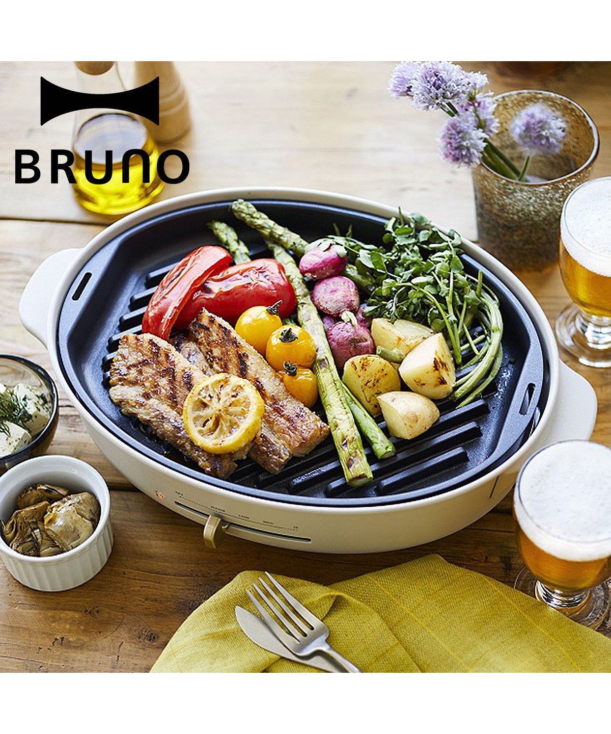 BRUNO ブルーノ オーバルホットプレート用 グリルプレート 焼肉 オプション バーベキュー 料理 パーティ キッチン ブラック 黒  BOE053－GRILL