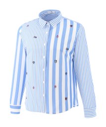 Munsingwear(マンシングウェア)/クレイジーパターン縦ストライプ飛び刺繍長袖シャツ【アウトレット】/ブルー系