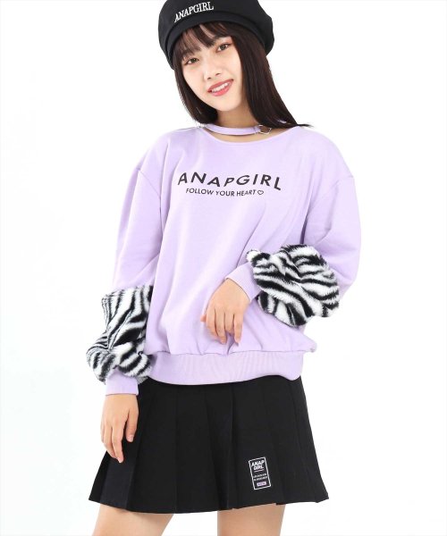 セール ゼブラファー切替チョーカー風トップス アナップガール Anap Girl Magaseek