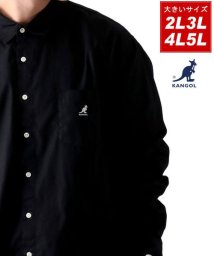 MARUKAWA(大きいサイズのマルカワ)/【KANGOL】カンゴール 大きいサイズ ツイルワンポイント ストライプ 長袖シャツ/2L～5L/ブラック