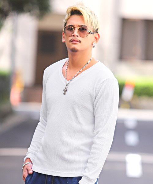 セール 15 Off ワッフルvネック長袖tシャツ ロンt メンズ 長袖tシャツ ワッフル Vネック ラグスタイル Luxstyle Magaseek
